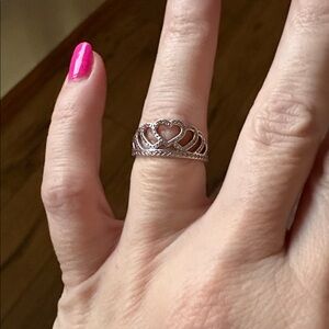 Pandora Tiara Silver Ring with Cubic Zirconia stones size 6.5